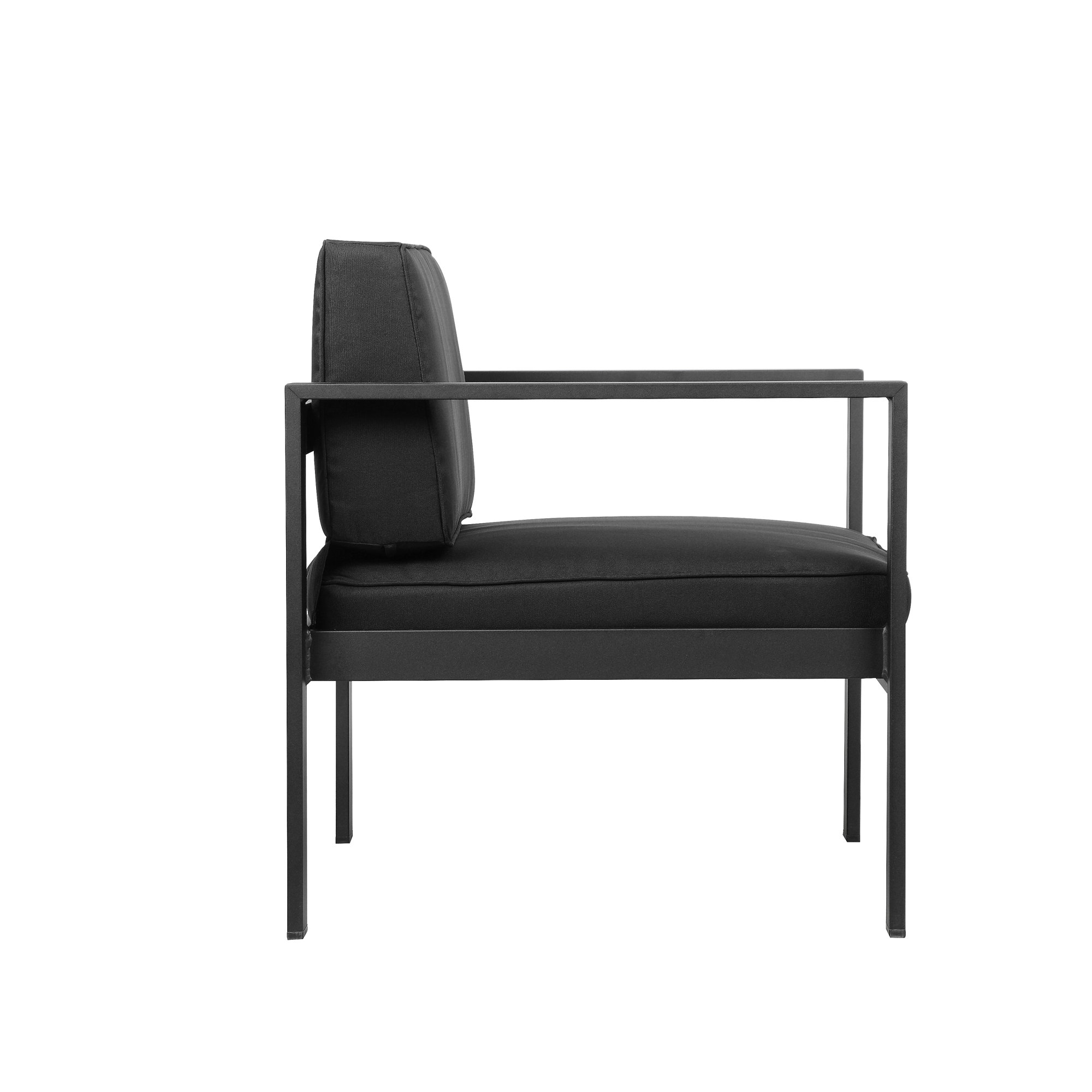 Aynura Aluminum Outdoor Lounge Chair , Cushions Included, Black