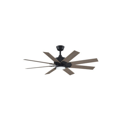 Levon 52 inch Indoor/Outdoor Smart Ceiling Fan with LED CCT Select Light Kit - Black with Washed Pine Blades