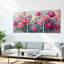 Ensemble de 3 tableaux muraux sur toile à motif de pivoines, pour salon, chambre et décoration intérieure-1912548988