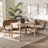 Chamniss Modern Bohemian Gray Washed Seagrass and Rattan Bench and Wood Table 3-piece Dining Nook Set