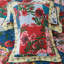  Ensemble de courtepointe à motif floral en coton rouge / bleu-88427665
