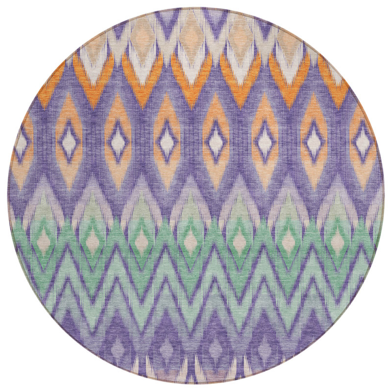 Tapis rond lavable intérieur / extérieur 8 pi Southwestern