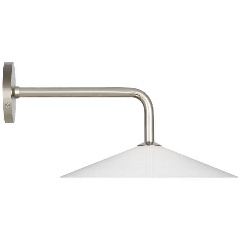 Amber Lewis Ponce 9" Sconce, Polished Nickel, White, 8.5" H x 13" W x 17" D