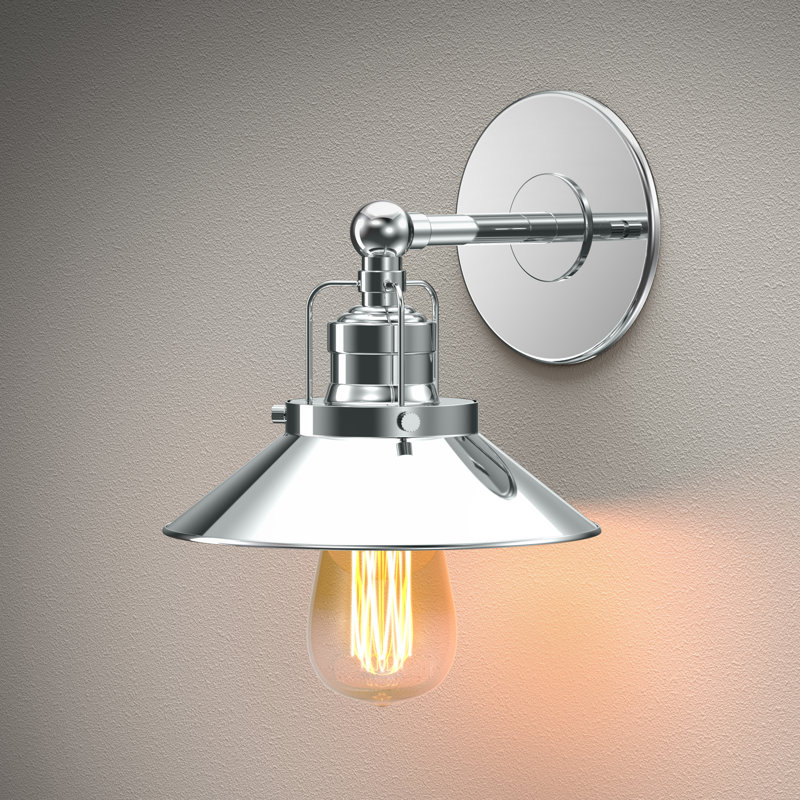 Modern Farmhouse 1 - Light Armed Sconce | Wall Mount 1-Light Metal Sconce, Chrome
