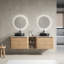 Meuble-lavabo mural 72 po avec lavabo d'art en céramique et 1 tablette de rangement, 4 portes à fermeture en douceur