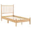 Lit plateforme simple Mid-Century moderne avec finition naturelle, lattes verticales sur la tête de lit et rails inclus, y compris toutes les pièces nécessaires, aucune fondation requise