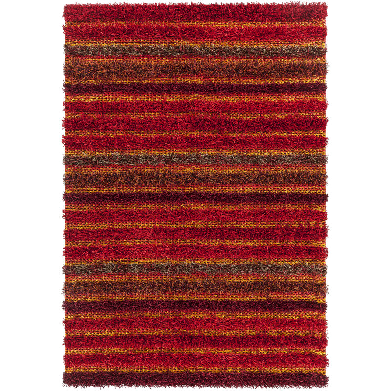 Lavasa Hand Loomed Striped Area Rug in Red, Rectangle 7'9" x 10'6"