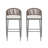 Outdoor 30.25" Seat Height Metal Frame Barstools With PE Rattan Scallop-Shaped Backrest, Set Of 2, Matte Grey-548484316