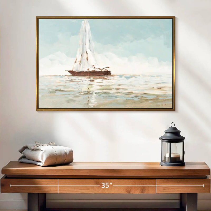 Voilier, Cadre flottant doré, 25 po x 17 po