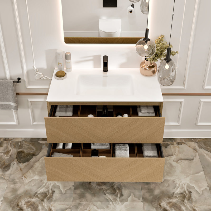 Mattigan 30'' Single Bathroom Vanity with Solid Surface Top