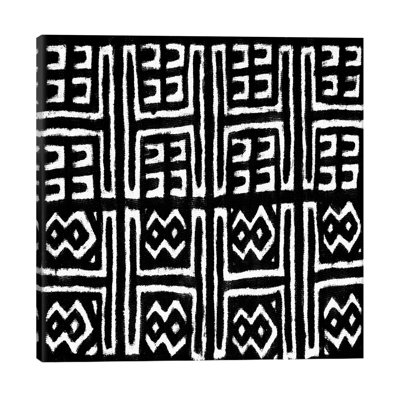 Mudcloth Black Geometric Design VII by Ellie Roberts - Wrapped Canvas Print