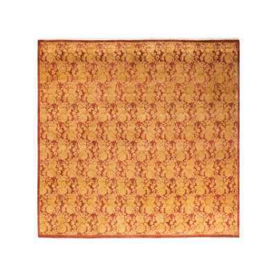 Tapis unique noué à la main rose 8 pi x 8 pi 2 po Keenan