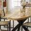 Lamantia Oval Solid Wood Top Metal Base Dining Table