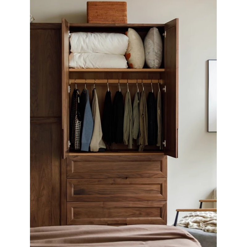 Classic Simple Black Walnut Color Wardrobe
