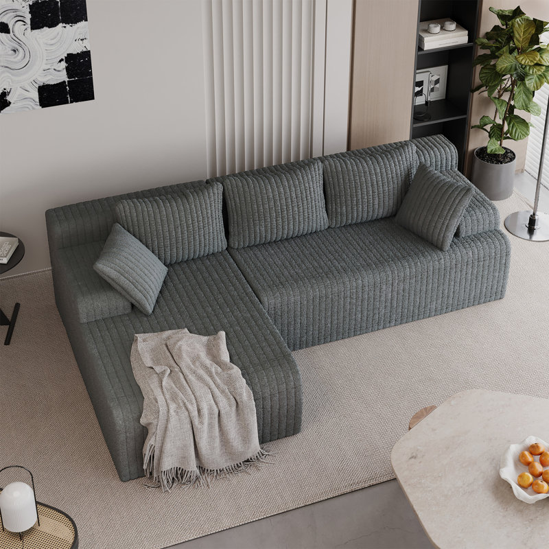 Canapé modulaire en forme de L de Boneless, Orienté à gauche (vu de face), Gris