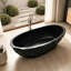 Baignoire profonde autoportante à surface solide de 67,5 po x 32 po, finition brute de style travertin