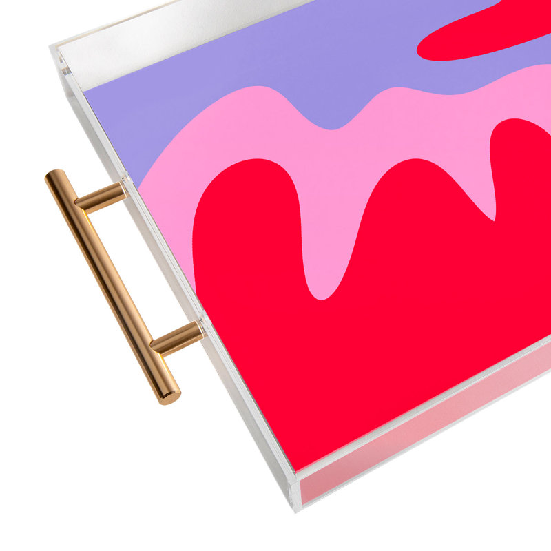 Cassidy Rae Marietta Swiss Cross Remix Acrylic Tray, Abstract, Pink/Red
