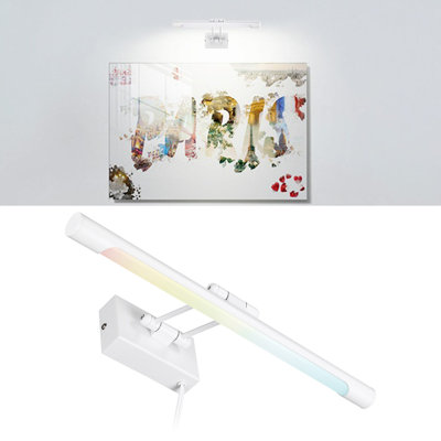 15.75" 3CCT Dimmable LED Picture Light, CRI90, Full Metal Art Lighting, ETL Listed, Swivel Picture Frame Light for Painting, Artwork, Portrait, Plug-in & Hardwired, White