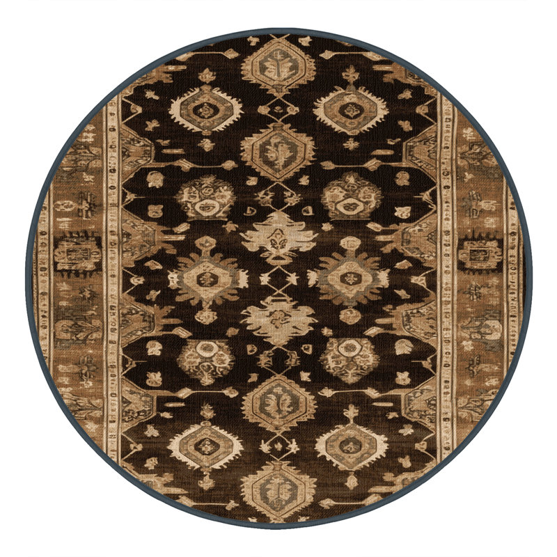Tapis brun lavable à la machine, Rond 3 pi