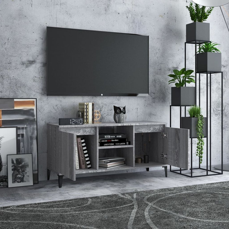 Steyning Unfinished TV Stand with Fireplace Included, Sonoma Grey