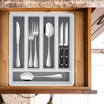 Ensemble de couverts 24 pièces avec plateau de rangement et couteaux à steak