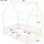 Lit double en bois pleine grandeur avec clôture, porte blanche-130040619-130040620
