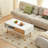 42.51" Coffee Table With Solid Wood Legs, White, For Living Area Function Woven Door, White