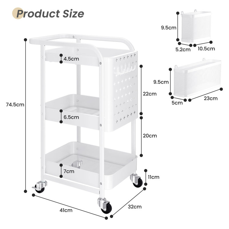 Arunjit Metal Bar Cart,  White