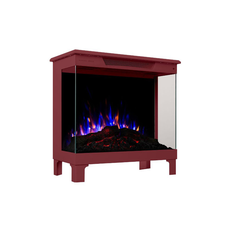 Modern Ember Skyline Smart 3-Sided  Electric Fireplace Stove Heater, Red