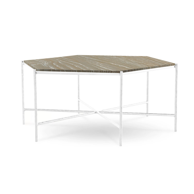 Athena Glass Top Coffee Table, Glacier White, Pickled Oak, Oak