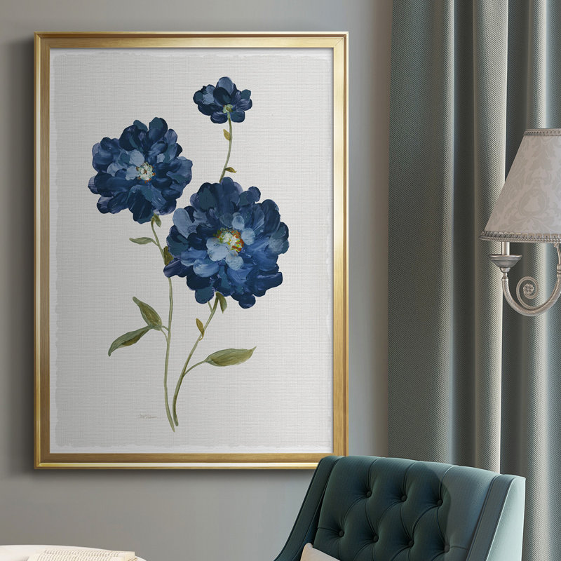 «Blue Mums», reproduction encadrée de qualité supérieure - prête à être accrochée, H 42,5 po x l 30,5 po x P 1 po, Or