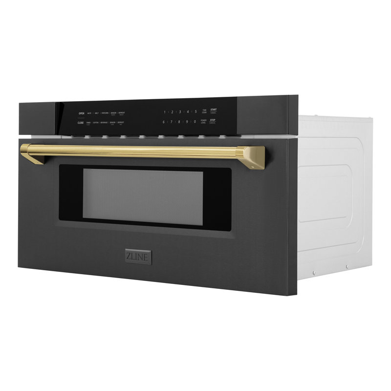 ZLINE Autograph 30 in. Microwave Drawer, Black Stainless Steel, Gold