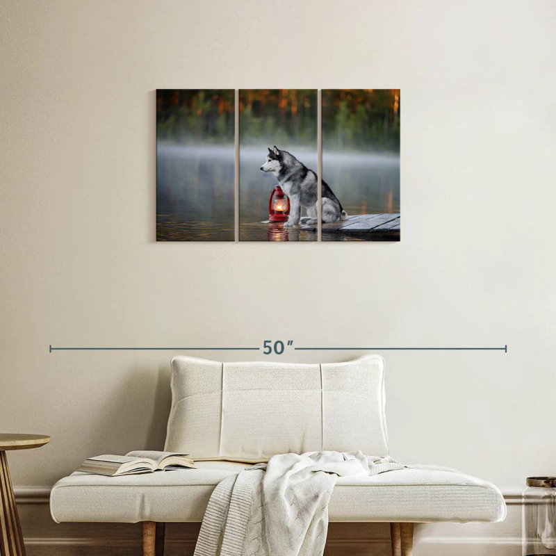 Husky On Lake Dock, 20" H x 33" W