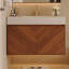 Meuble-lavabo suspendu moderne de 76 cm avec lavabo en céramique – Fermeture amortie