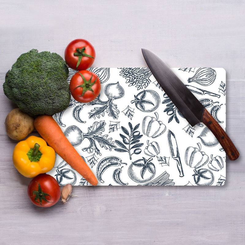 Tempered Glass Cutting Board, 7.9 x 11.8 inches | 100% Antibacterial, Easy-Clean Surface, Non-Slip Silicone Feet | Perfect for Food Prep & Serving, Durable & Stylish Kitchen Essential, Not Dishwasher Safe