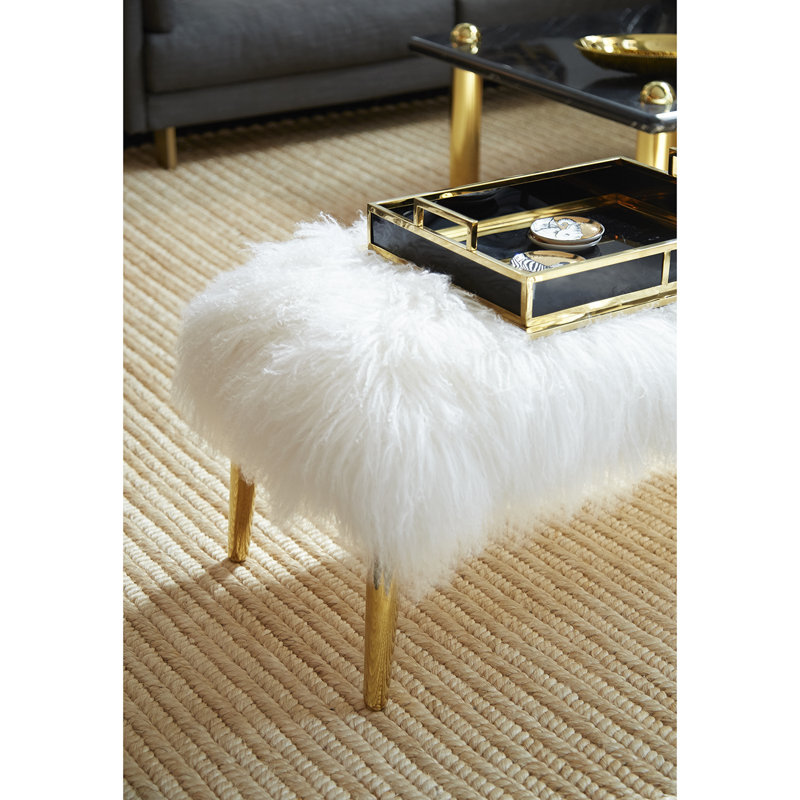 Mongolian Upholstered Bench, White