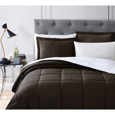 3-Piece Micromink And Sherpa Reversible Comforter Set