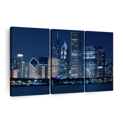 Ensemble de 3 pièces sur toile Bright Downtown Chicago
