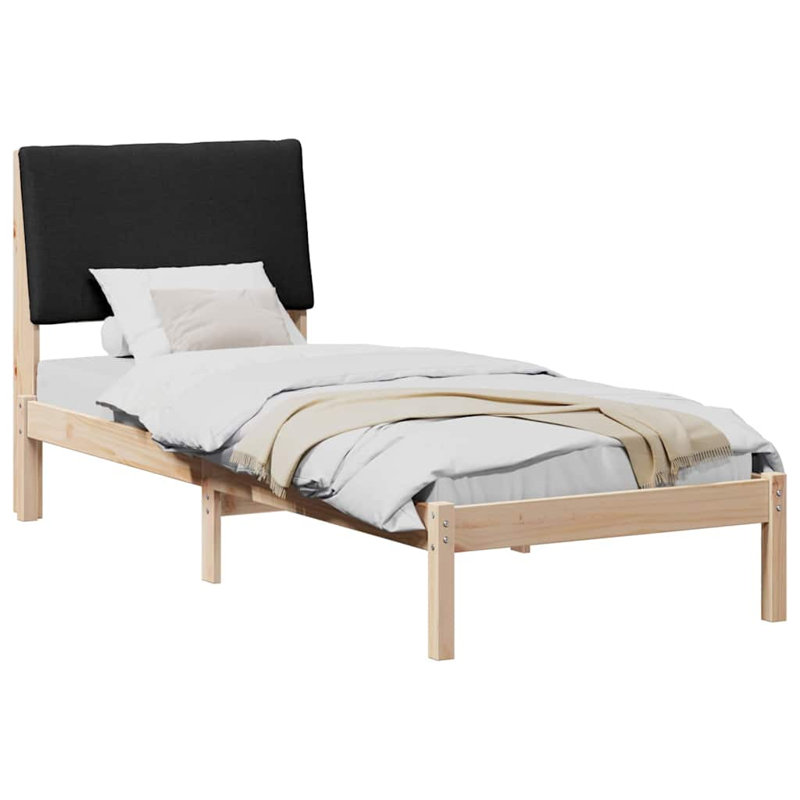 Solid Wood Bed Frame, 75 x 190cm, Brown/Black