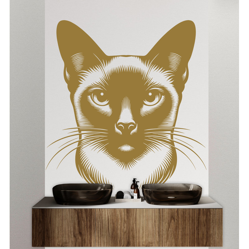 Adhésif décoratif chat siamois, décor de chien, chat, art mural, chat, amoureux des chats, chat, salle de bain, adhésif mural, autocollants, vinyle
