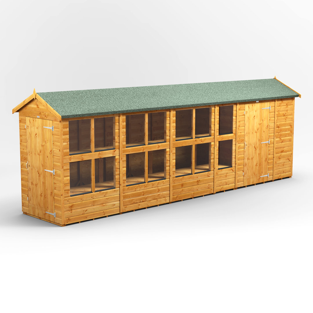 Powersheds 20 x 4ft Timber Tongue & Groove Apex Potting Shed Combi (includes 6ft Side Store)