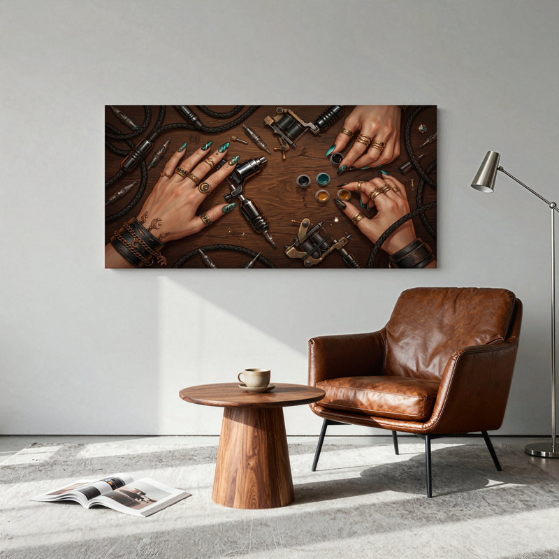 Ensemble de 1 toile murale pour studio de tatouage, 32“W x 16”H, Toile tendue