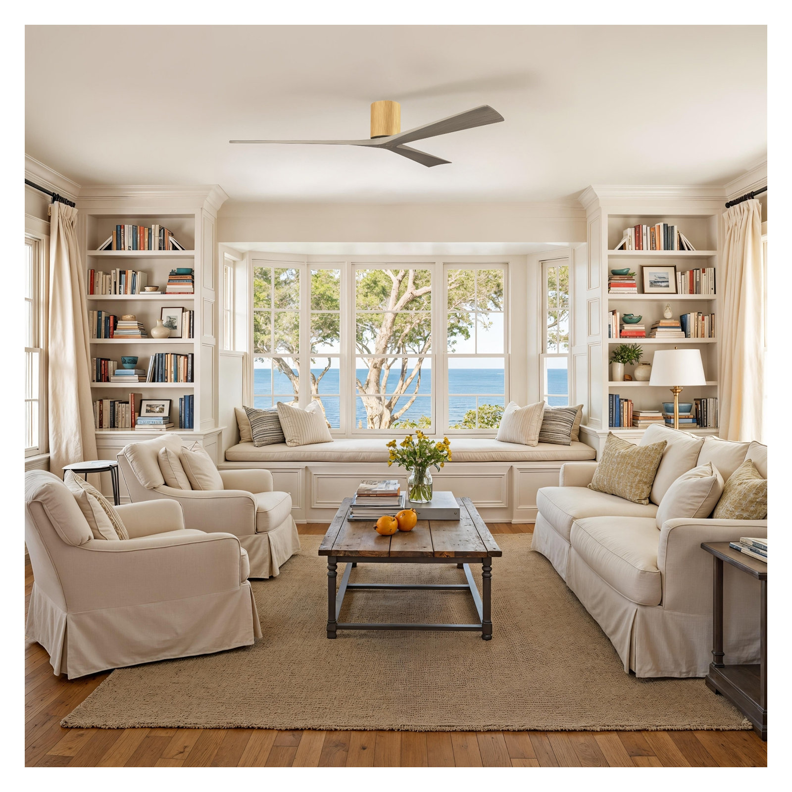 Olivier 3 Blade Ceiling Fan, Light Maple, Gray Ash Tone, 72"