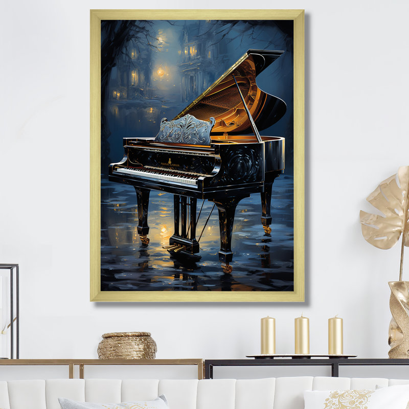 «Piano Forest Reflection II», reproduction sur toile, H 44 po x l 34 po x P 1,5 po, Cadre doré simple