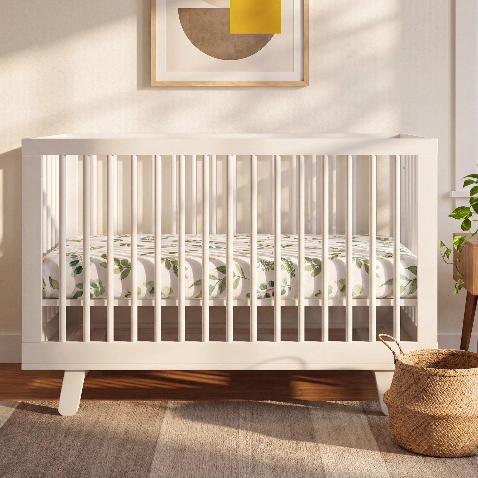 Botanical Floral Leaf Fitted Crib Sheet