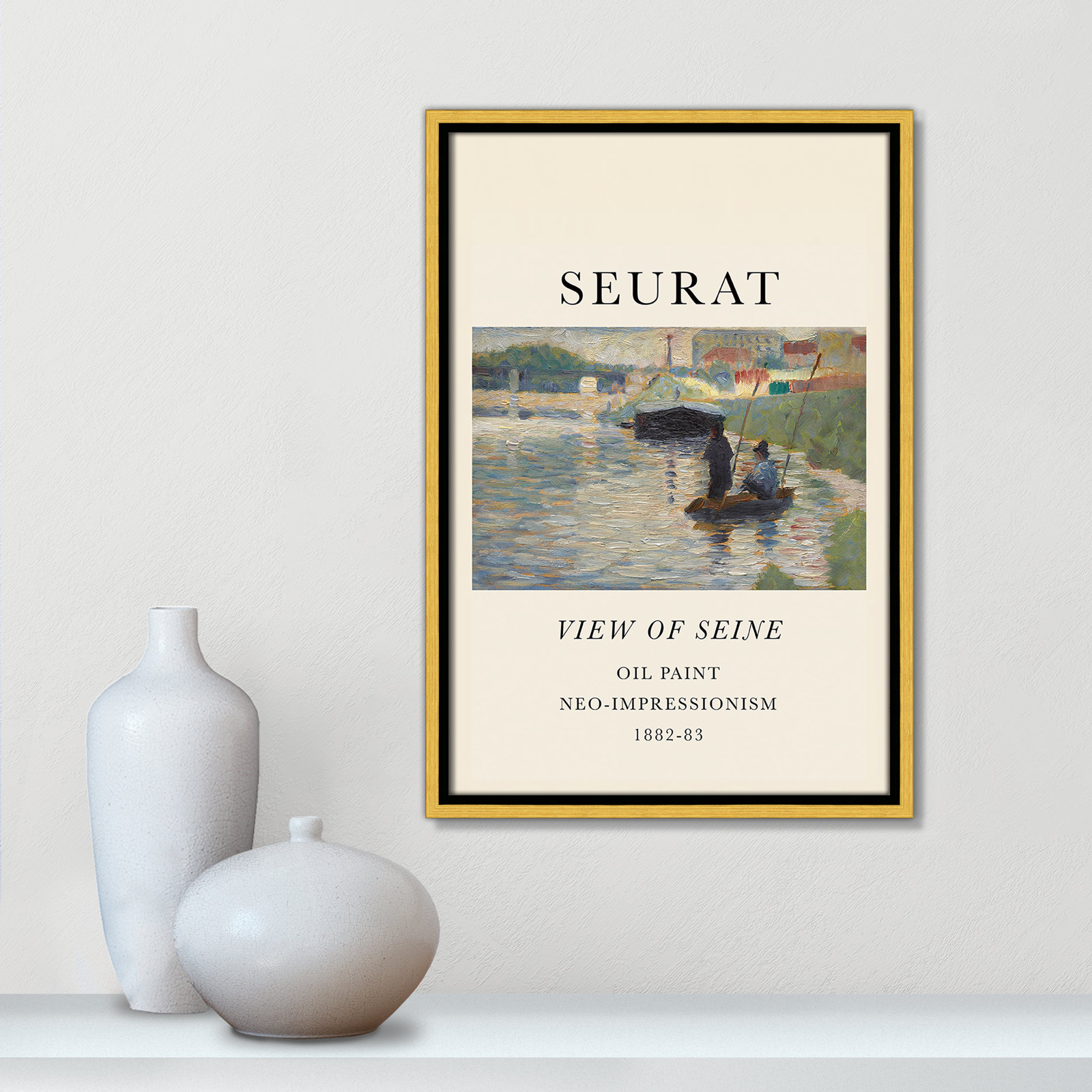 View Of Seine by Georges Seurat, No, 19.5" H x 13.5" W x 2" D, Gold Floater Frame