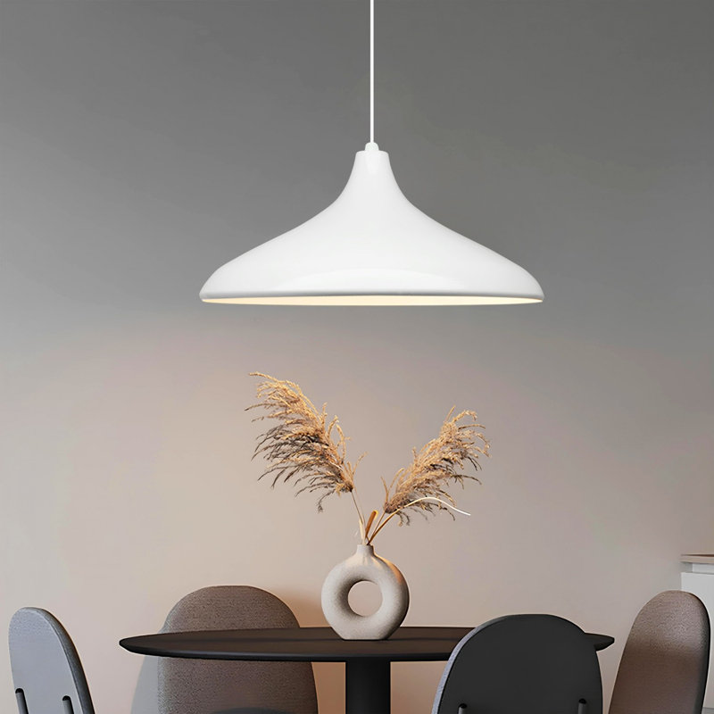 Élégant lustre en métal blanc, hauteur réglable de 39,4 à 47,2 pouces | 1 x douille E27, 40 W maximum | Design moderne pour le salon, la salle à manger et le vestibule | Corps en métal durable, solution d'éclairage de maison élégante