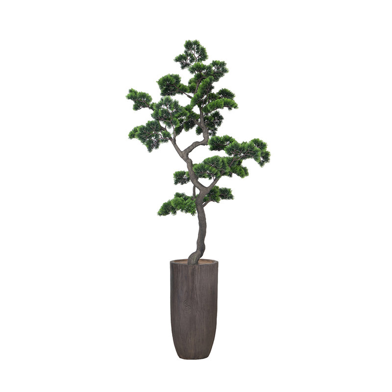 Bonsaï artificiel 69,25 po dans un pot de couleur circulaire en bois