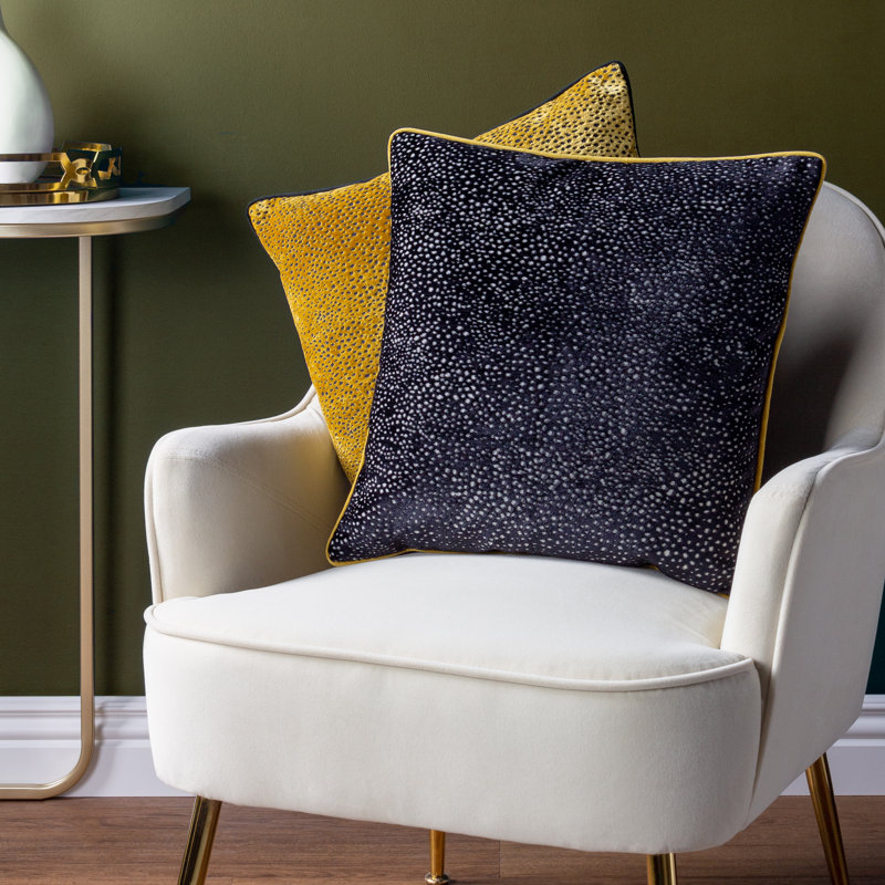 Estelle Square Cushion, Black/Gold