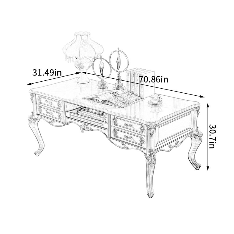 Bureau d'écriture Golden Golden, H 30,7 po x l 70,86 po x P 31,49 po